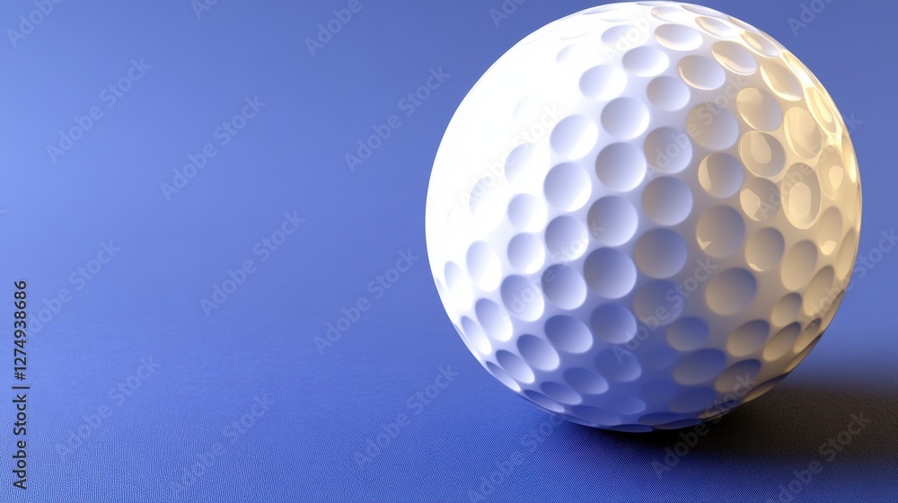 Golf ball on blue background, sport leisure