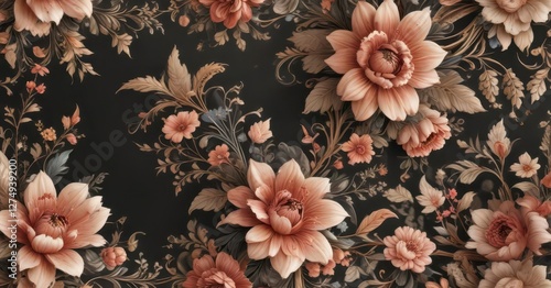 intricate floral patterns with calligraphic strokes,  art design,  intricate details,  nature inspired