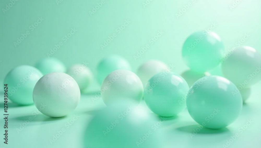 Soft mint green and white frosted glass balls with a frosty finish, mint green Soft mint green and white frosted glass balls with a frosty finish, mint green