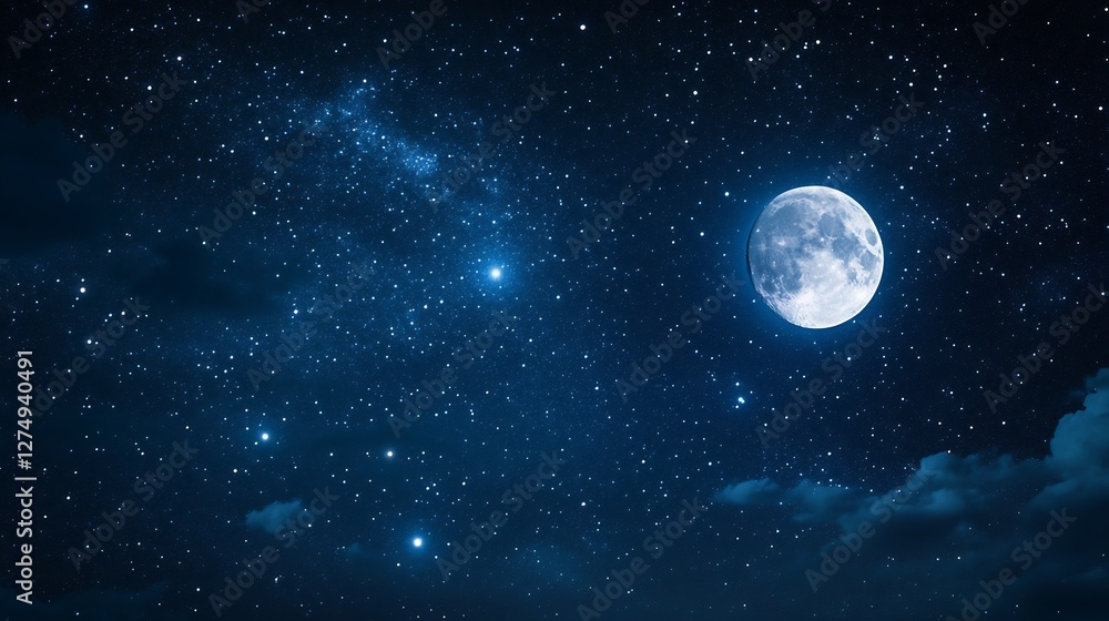 glowing full moon in a dark starry night sky glowing full moon in a dark starry night sky