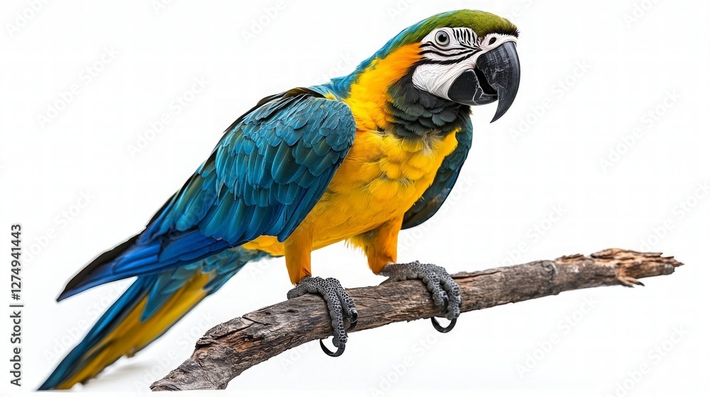 Blue and gold Macaw Parrot on Branch Exotic Bird Vivid Colors Wildlife Photography Blue and gold Macaw Parrot on Branch Exotic Bird Vivid Colors Wildlife Photography