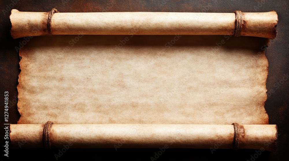 Close-Up of Aged Parchment Paper on Rustic Background
