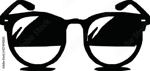 Eye Glasses Silhouette, Pictogram, Front View, Flat Style, can use for Logo Gram, Apps, Art Illustration, Template for Avatar Profile Image, Website, or Graphic Design Element. Vector Illustration