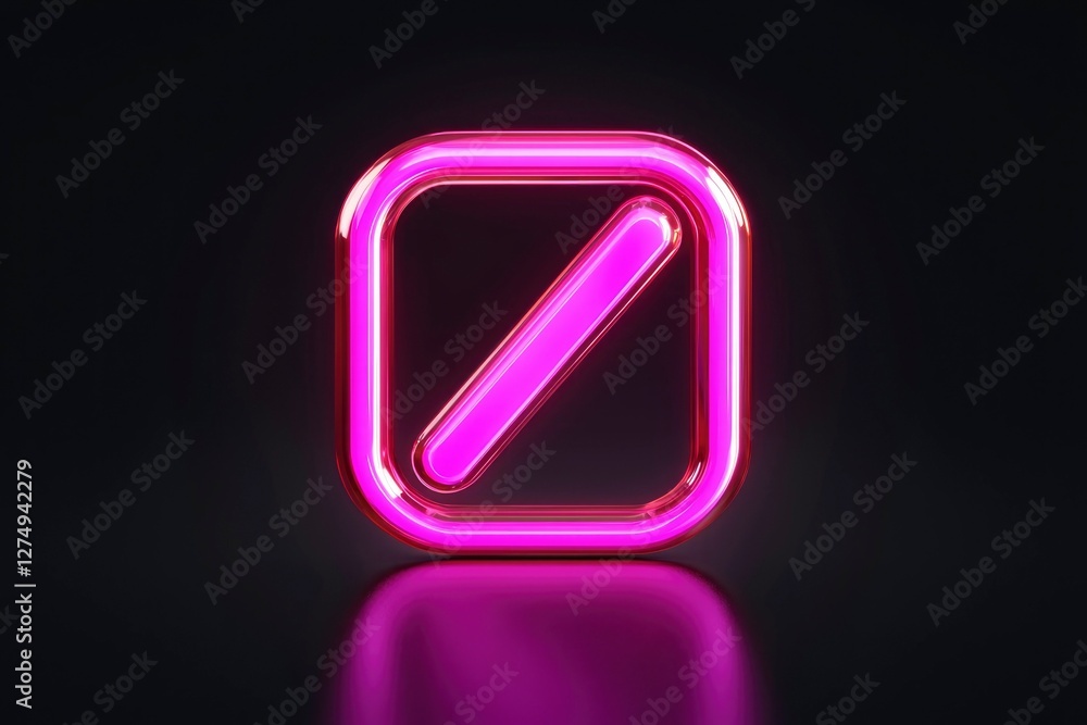 A 3D Rendering of an abstract pink metallic symbol on a dark background A 3D Rendering of an abstract pink metallic symbol on a dark background
