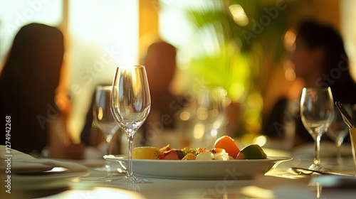 Appetizers on a plate, blurred background, symbolizing professional connections and networking opportunities.