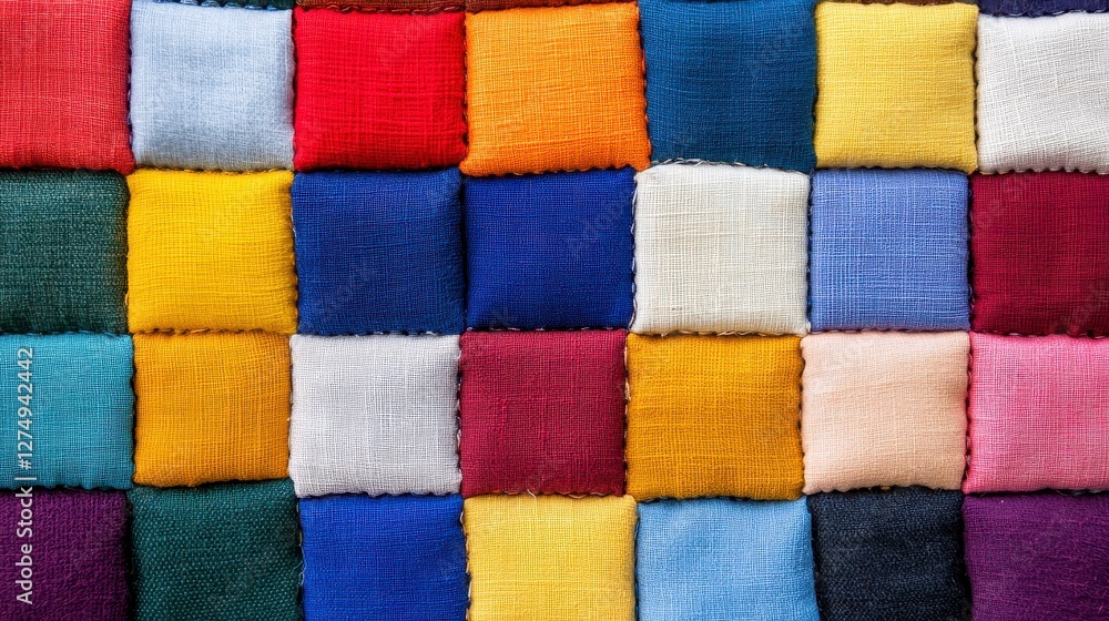 Fototapeta premium Vibrant Squares of Fabric Textures in a Colorful Collage Display