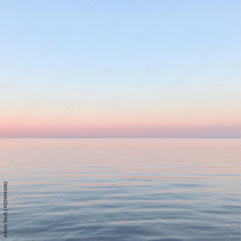 Obraz premium A serene seascape at dusk, showcasing calm waters and a pastel sky.