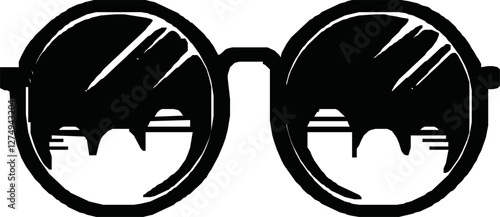 Eye Glasses Silhouette, Pictogram, Front View, Flat Style, can use for Logo Gram, Apps, Art Illustration, Template for Avatar Profile Image, Website, or Graphic Design Element. Vector Illustration