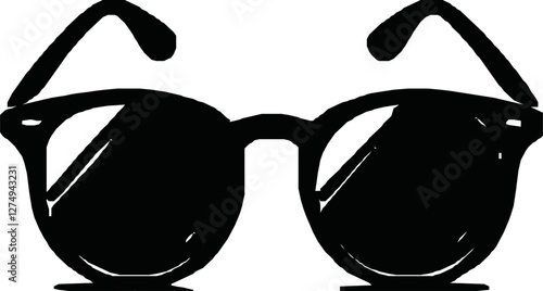 Eye Glasses Silhouette, Pictogram, Front View, Flat Style, can use for Logo Gram, Apps, Art Illustration, Template for Avatar Profile Image, Website, or Graphic Design Element. Vector Illustration