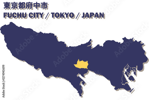日本地図-東京都-府中市ベクターイラストマップ