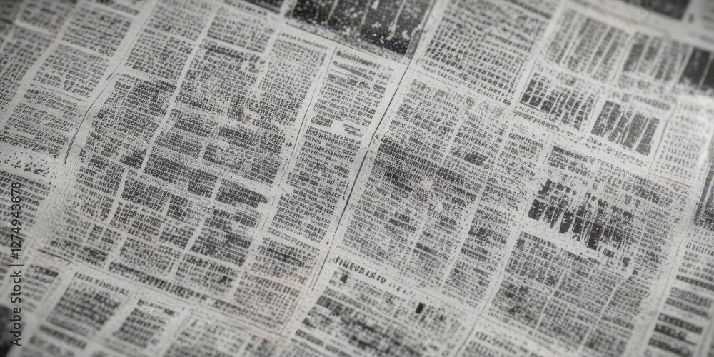 Obraz premium newspaper halftone abstract with scattered tears and creases, dot pattern, old paper, worn paper