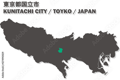 日本地図-東京都-国立市ベクターイラストマップ