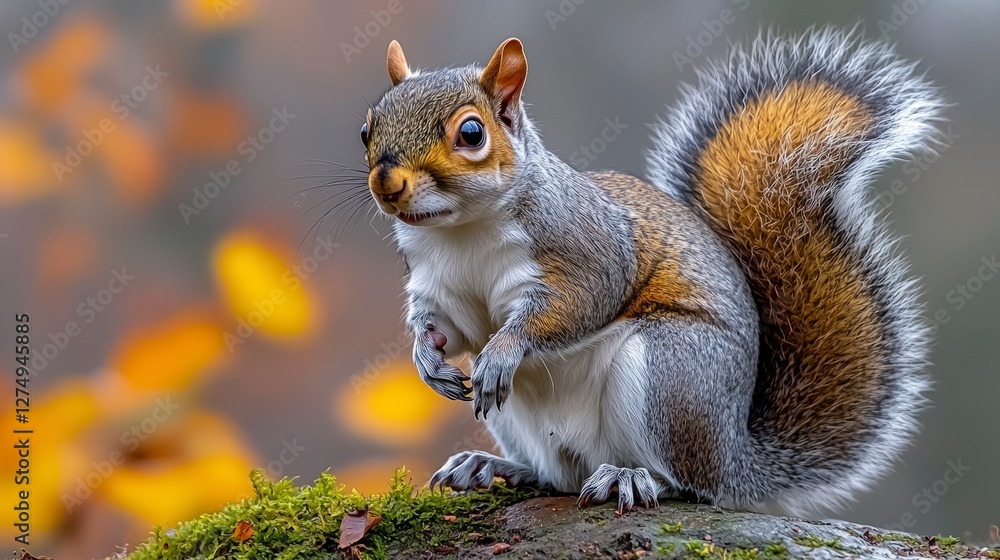 Curious Grey Squirrel Autumnal Scene Wildlife Photography Curious Grey Squirrel Autumnal Scene Wildlife Photography
