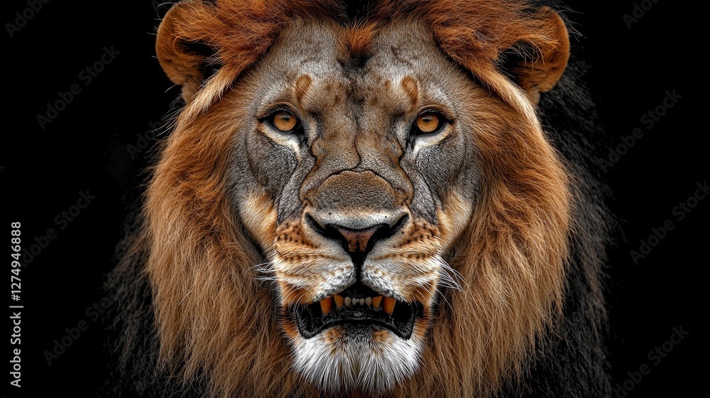 Fototapeta premium Majestic Male Lion Roar Wildlife Power Pride African Safari Big Cat Nature Closeup