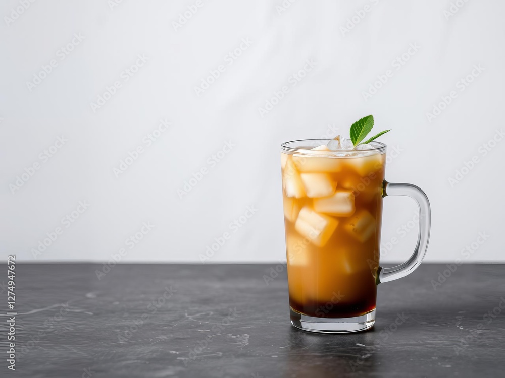 Refreshing Thai iced tea with milk, served chilled over ice for a creamy and sweet treat, chilled, refreshing, beverage Refreshing Thai iced tea with milk, served chilled over ice for a creamy and sweet treat, chilled, refreshing, beverage