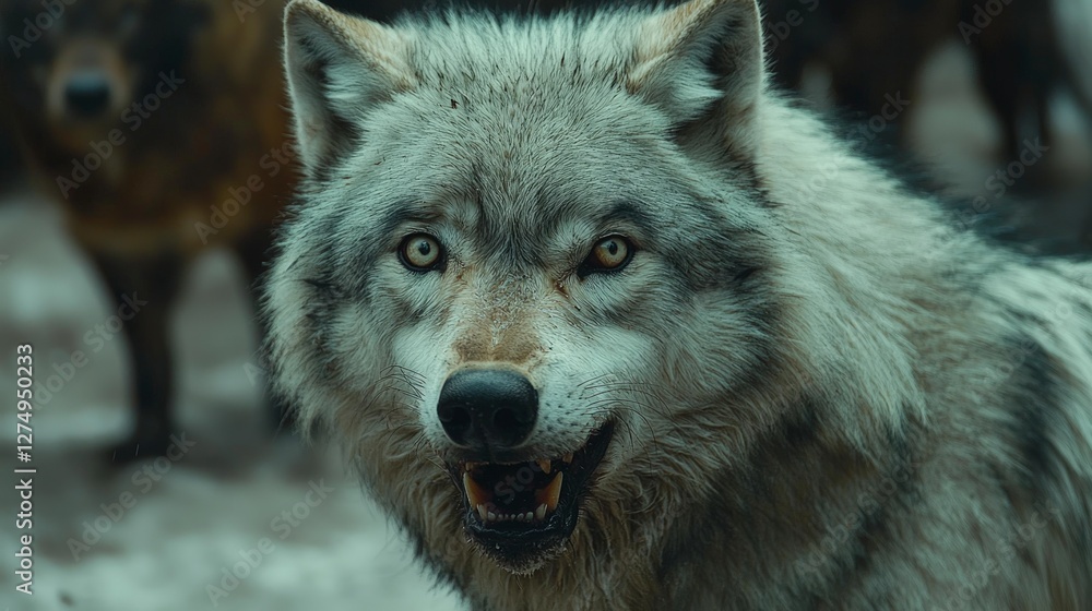 Majestic Gray Wolf Close Up  Wild Canine  Predator  Forest  Nature  Animal Portrait