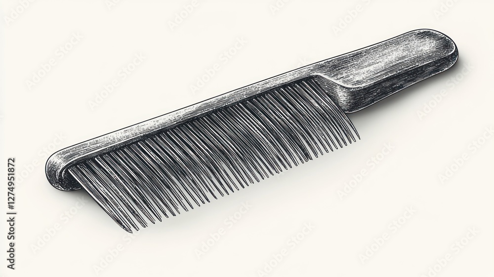 Metal comb, studio shot, white background, hair styling Metal comb, studio shot, white background, hair styling