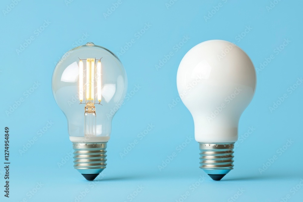 LED light bulbs, comparison, studio shot, simple design, possible use product photography LED light bulbs, comparison, studio shot, simple design, possible use product photography