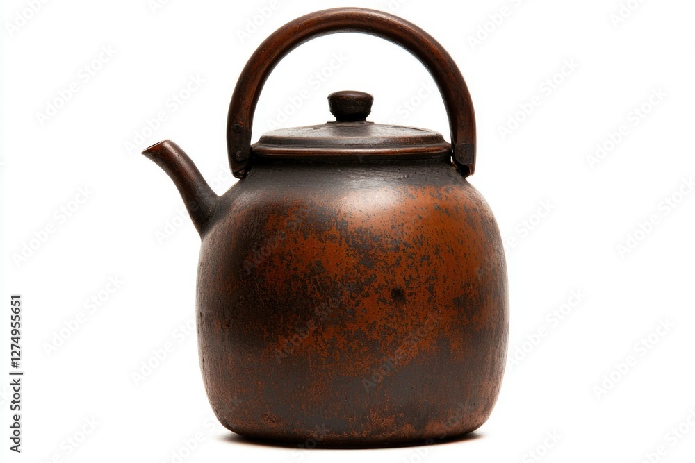 Dark brown ceramic teapot isolated on white background. Possible use stock photography Dark brown ceramic teapot isolated on white background. Possible use stock photography