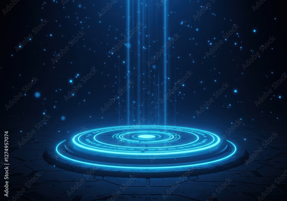 Fototapeta premium A magical blue portal on an isolated background. Glowing blue rings