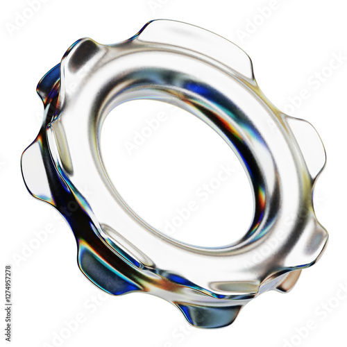 chrome abstract shape 3d icon isolated on the transparent background