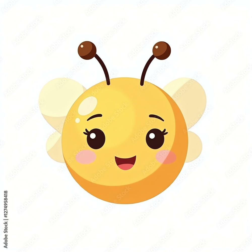 cute bee round face on white background cute bee round face on white background