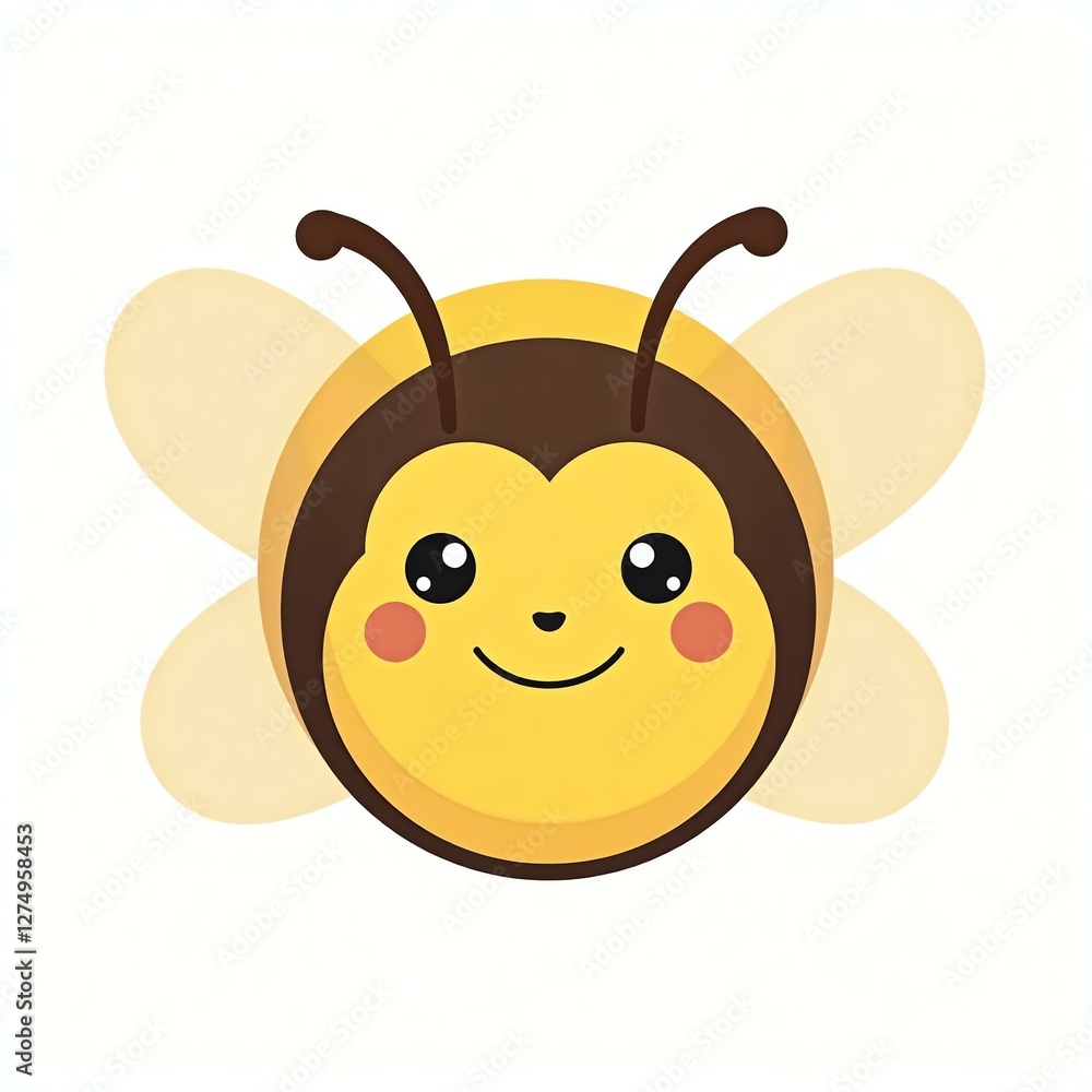 cute bee round face on white background cute bee round face on white background