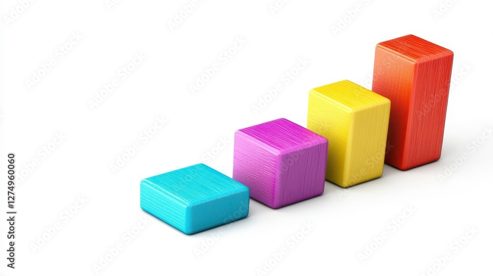 Colorful Pixelated Bar Chart Showing Growth on a Clean White Background Colorful Pixelated Bar Chart Showing Growth on a Clean White Background