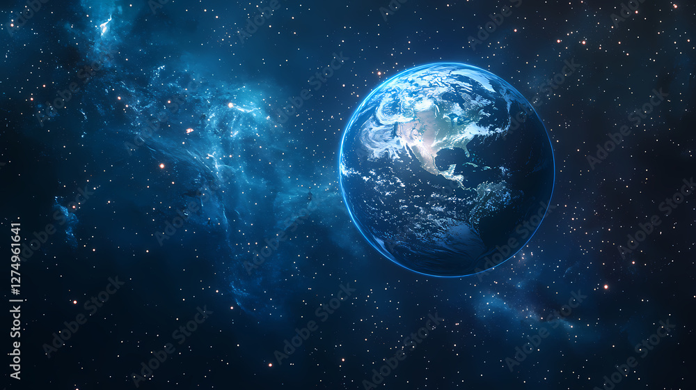 Obraz premium Earth in the Cosmos: A Mystical View of Our Planet Amidst Stars and Nebulae