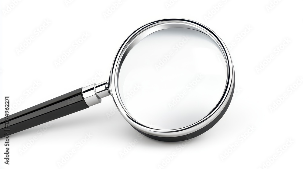 Magnifying Glass on a White Background Tool for Inspection and Zoom Magnifying Glass on a White Background Tool for Inspection and Zoom