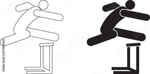 side view hurdling icon set