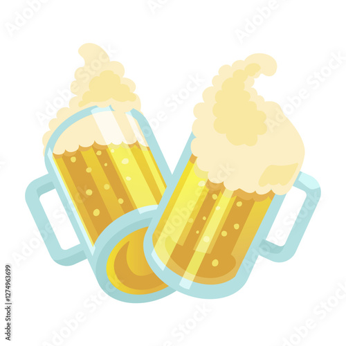ビールで乾杯したイラスト