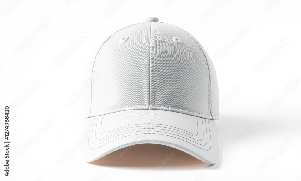 Fototapeta premium plain white baseball cap with structured design and stitching details, perfect for casual wear or branding opportunities
