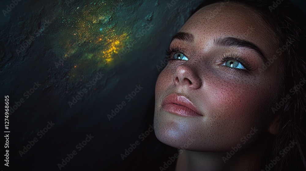 Ethereal Woman Cosmic Nebula Double Exposure AI Art Fantasy Portrait Ethereal Woman Cosmic Nebula Double Exposure AI Art Fantasy Portrait