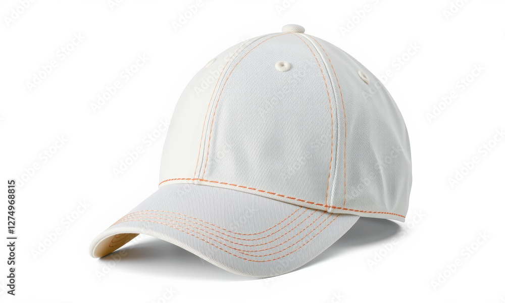 Fototapeta premium stylish white baseball cap with contrasting stitching, perfect for casual wear or outdoor activities. This versatile accessory adds sporty touch to any outfit
