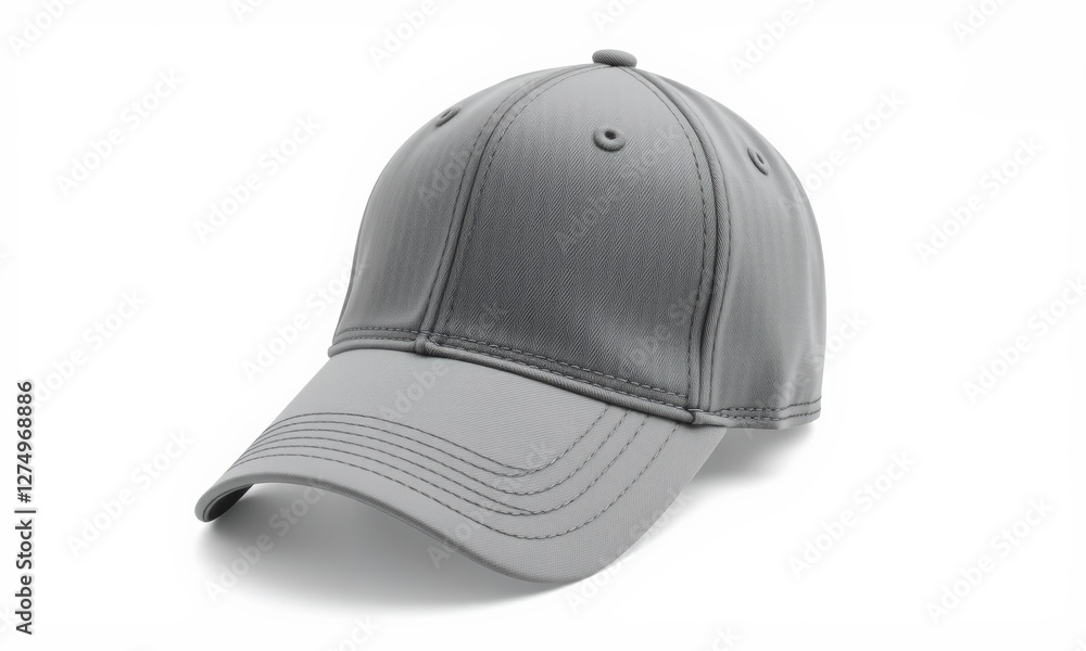 Fototapeta premium gray baseball cap with structured design and curved brim, perfect for casual wear or sports activities. This versatile accessory adds style and comfort to any outfit