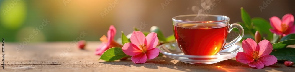 Soothing Rooibos Tea with Delicate Floral Accents, calming, rooibos tea, natural elements Soothing Rooibos Tea with Delicate Floral Accents, calming, rooibos tea, natural elements