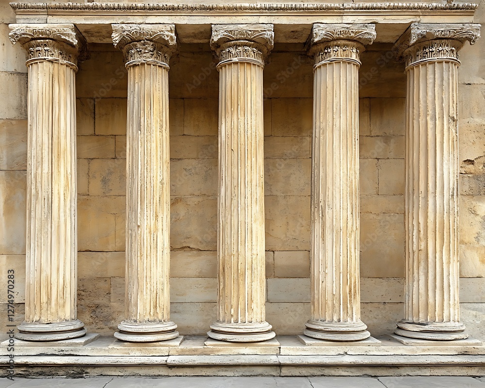 Naklejka premium Ancient columns facade antique stone building