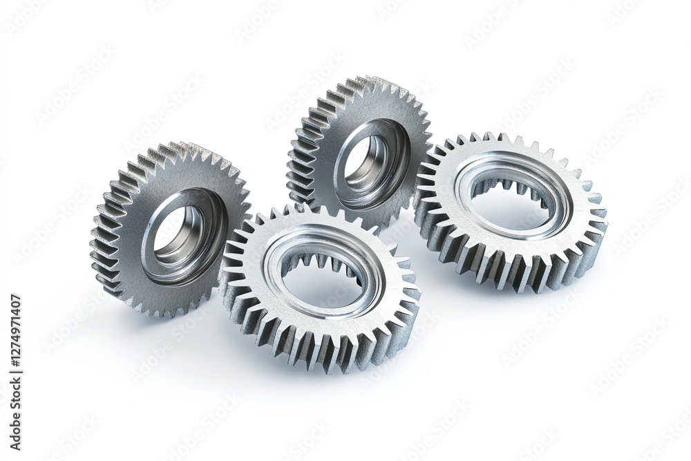 Metal gears three on white isolated background Metal gears three on white isolated background