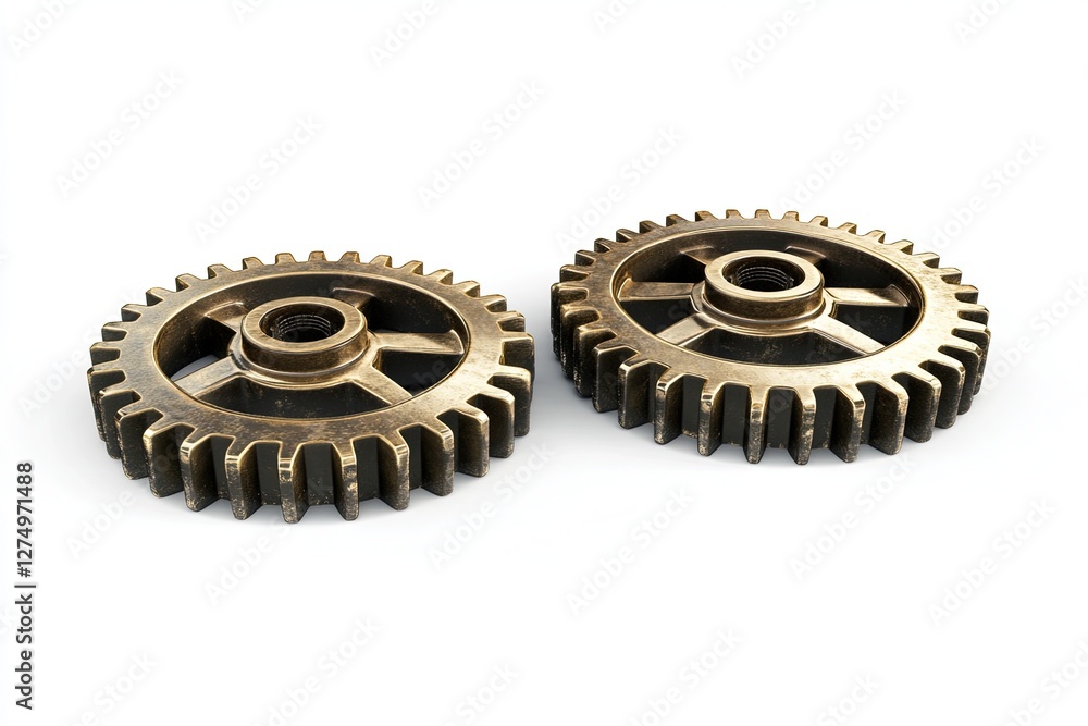 Metal gears three on white isolated background Metal gears three on white isolated background