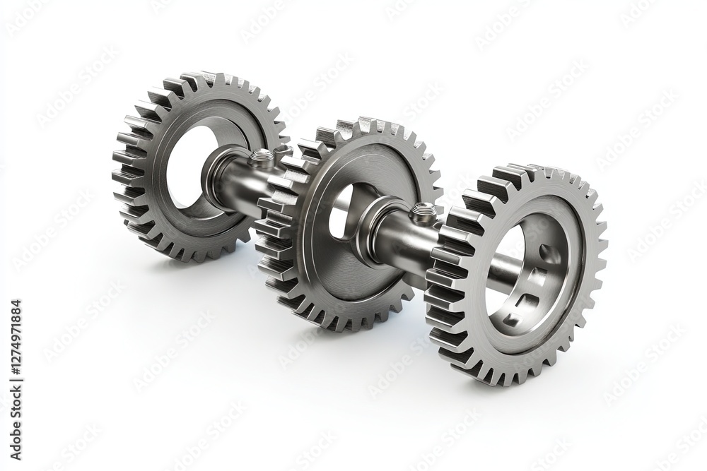 Metal gears three on white isolated background Metal gears three on white isolated background