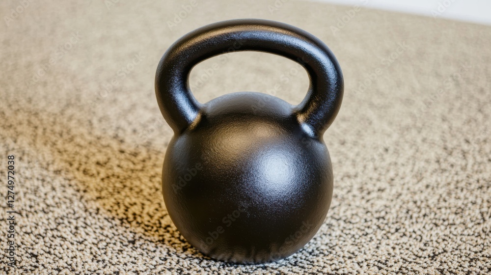 Fototapeta premium Kettlebell lifting action gym fitness equipment indoor setting ground level view strength training concept for maximum workout efficiency