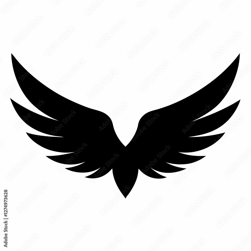 Obraz premium Angel wings icon vector on white background.