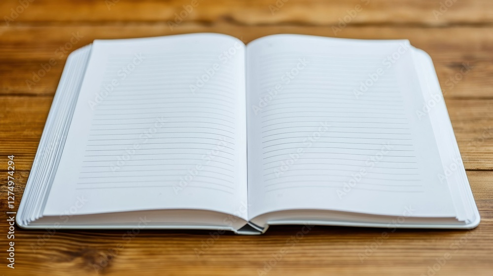 Open blank book on wooden table still life indoor space natural light minimalistic concept for creativity and inspiration Open blank book on wooden table still life indoor space natural light minimalistic concept for creativity and inspiration
