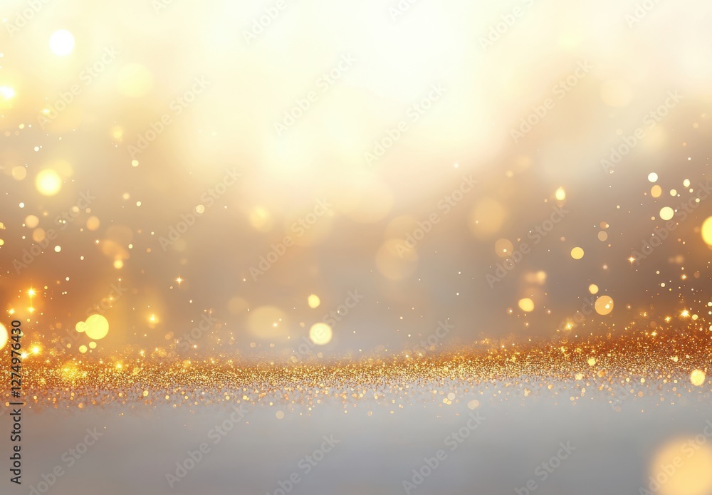Naklejka premium Beautiful Golden Glitter Background with Soft Bokeh Effect Ideal for Creative Projects, Invitations, or Celebratory Themes and Design Work