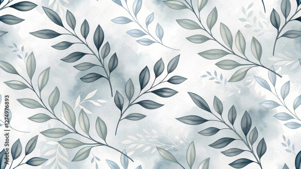 Seamless Watercolor Botanical Pattern with Delicate Leaves Seamless Watercolor Botanical Pattern with Delicate Leaves