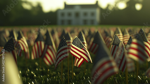 American soldeir salute  flag memorial day remembrance fallen soldier military tribute National holiday memorial day weekend. photo