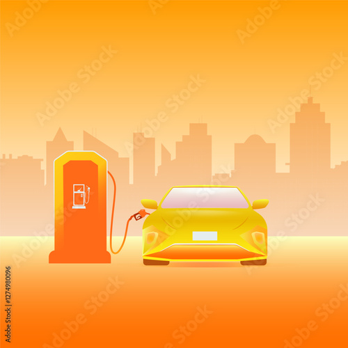 The car filling up petrol in petrol station design