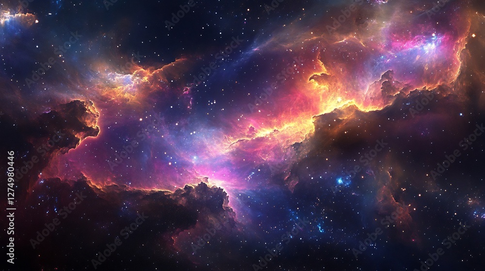 Fototapeta premium colorful cosmic light waves floating in deep space