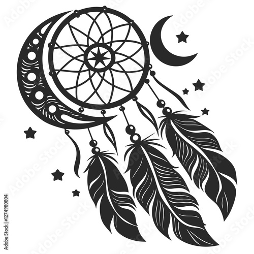dream catcher silhouette vector illustration